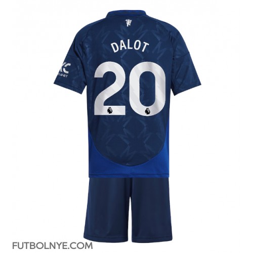 Camiseta Manchester United Diogo Dalot #20 Visitante Equipación para niños 2024-25 manga corta (+ pantalones cortos)